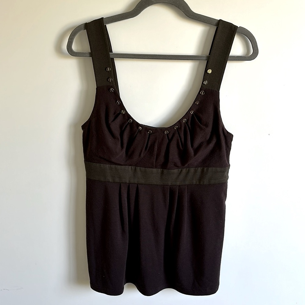 Theory Brown Wool Scoop Neck Stretchy Tank Top Size Medium